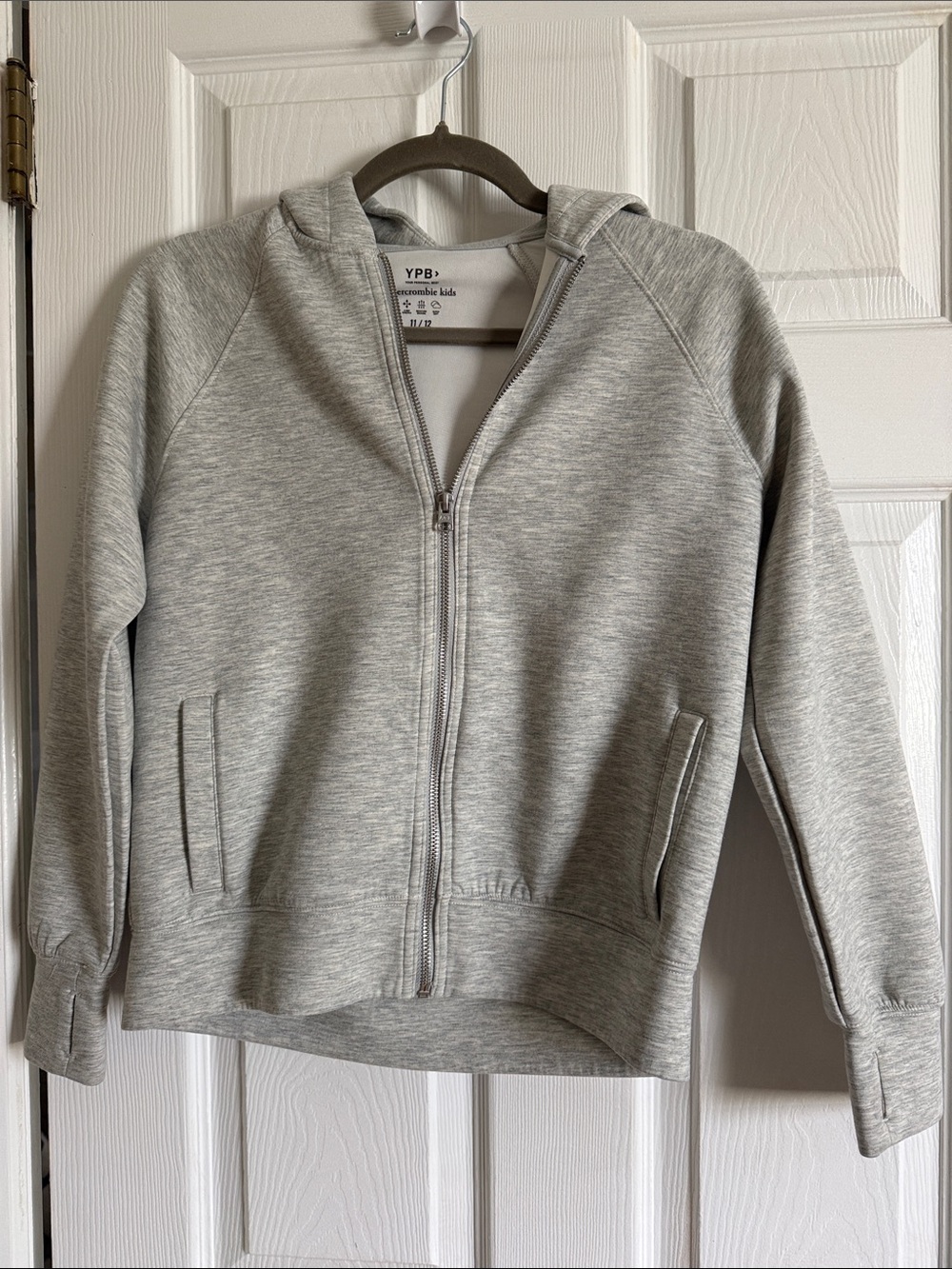 Kids Abercrombie Heather Gray Full-Zip Hooded Sweater